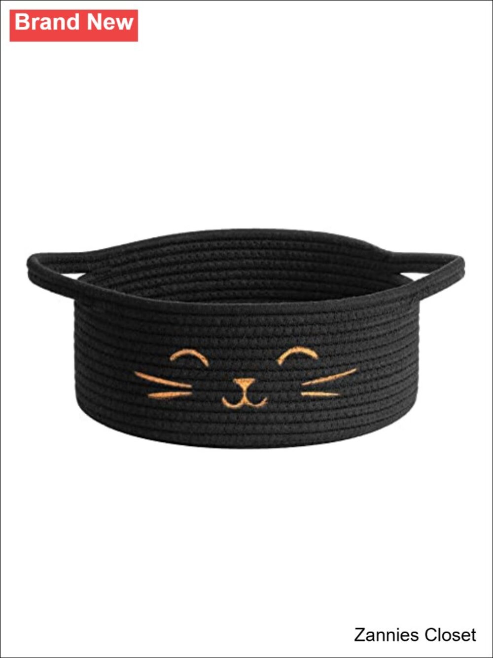👻 Woven Rope Cat Face Toy Basket with Sturdy Handles Cotton Nursery Storage Bin